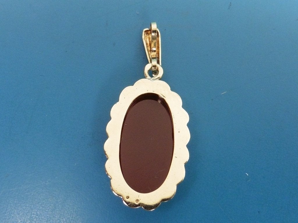 Gouden hanger carneool                                   G93, Gebruikt, ., Ophalen of Verzenden, .