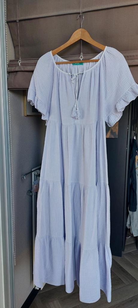 Lange jurk van Turquoise by Daan. Lila. Wafeltjesstof, Kleding | Dames, Jurken, Gedragen, Paars, Onder de knie, Ophalen of Verzenden