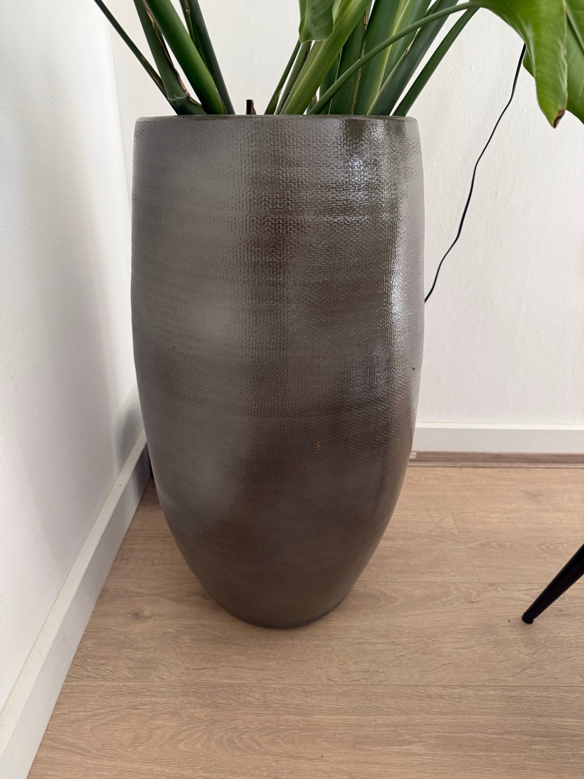 Grote grijze plantenpot (72x35cm) - met of zonder plant, Tuin en Terras, Bloempotten, Overige materialen, Gebruikt, Rond, Binnen