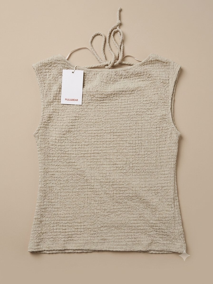 Nieuw Pull&Bear topje met open rug en structuur stof - Maat, Kleding | Dames, Tops, Verzenden, Nieuw, Maat 46/48 (XL) of groter