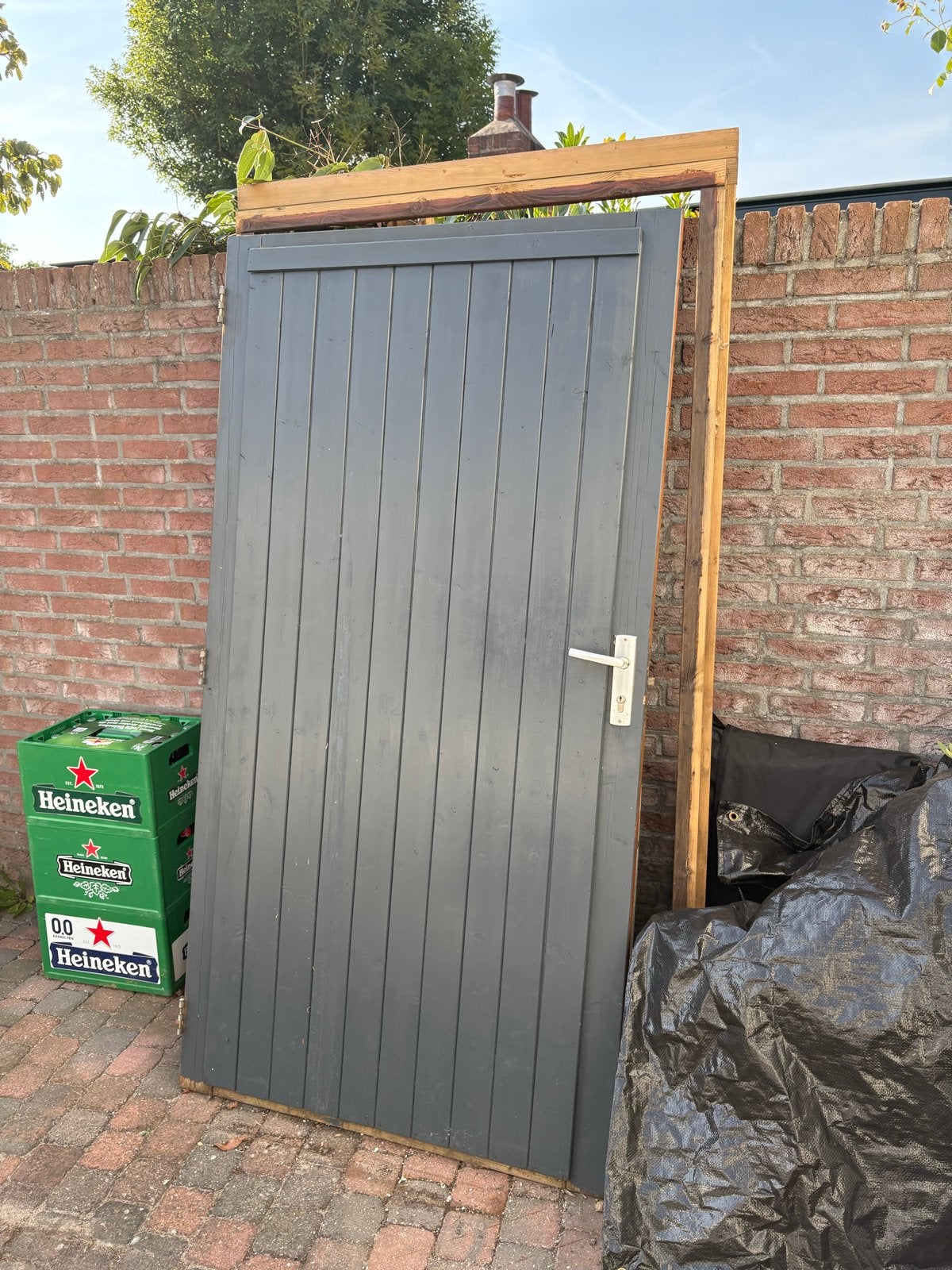 Gratis tuindeur met deurpost (sleutel kwijt), Ophalen, Gebruikt, 80 tot 100 cm, Buitendeur