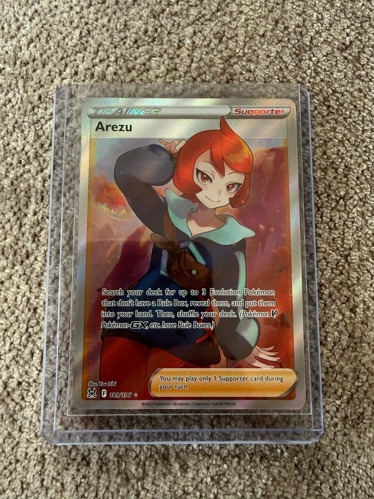 Pokémon Arezu 189/196 Full Art Trainer Kaart, Ophalen of Verzenden, Zo goed als nieuw, Losse kaart, Foil