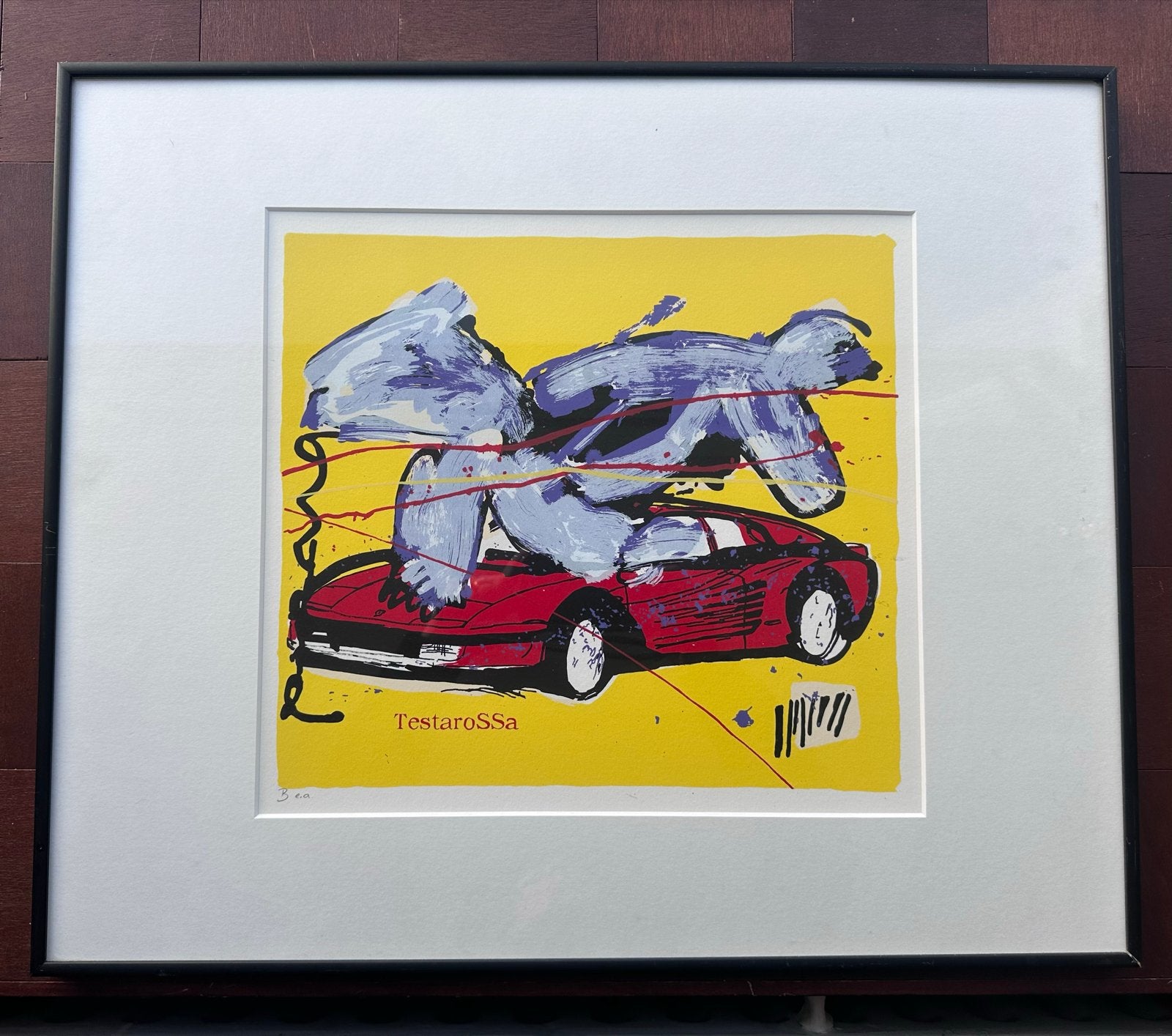 Testarossa Kunstprint - Abstracte Stijl met Auto, Ophalen, Abstract, Gesigneerd, Print