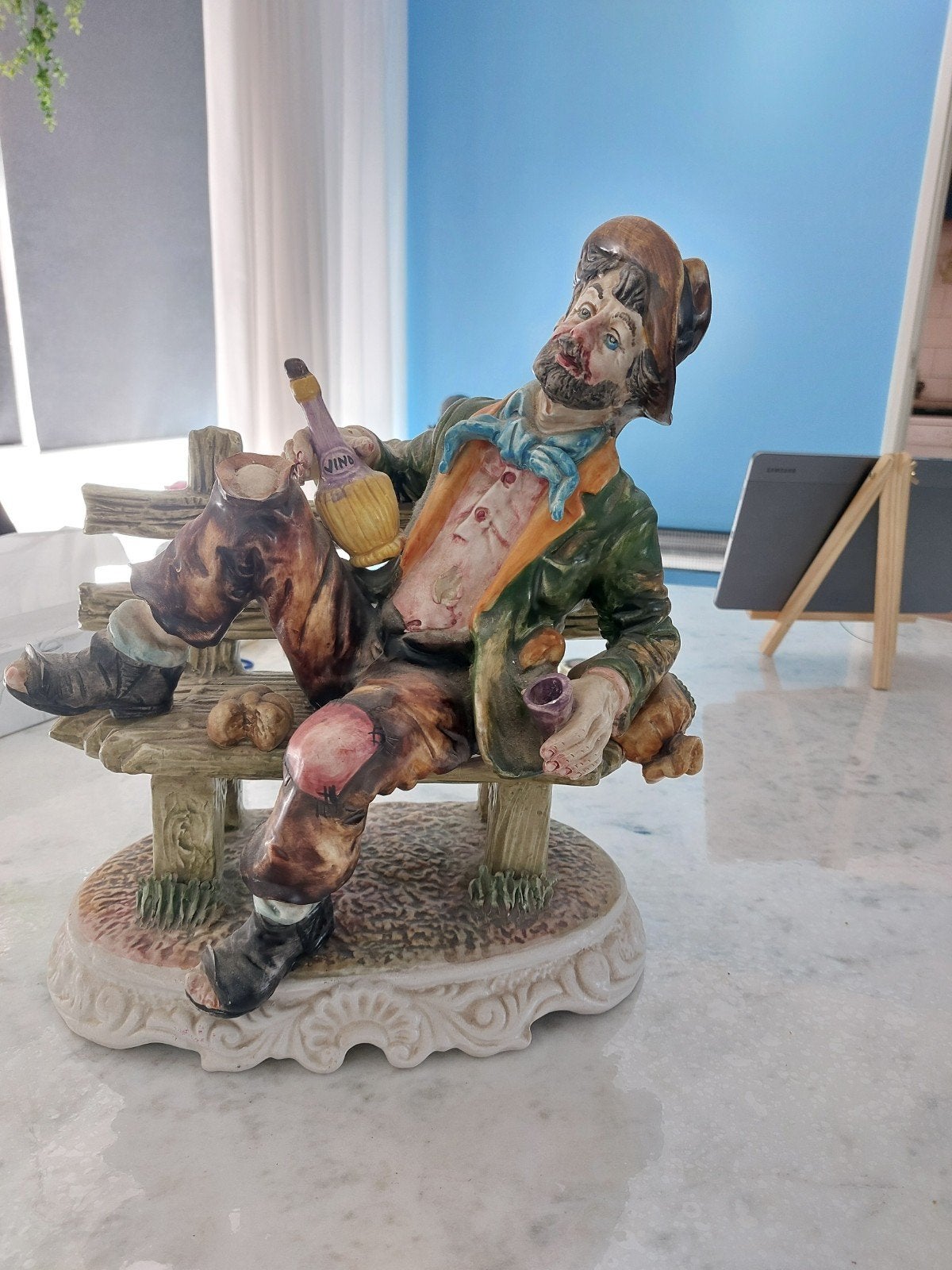 Vintage Italiaanse Capodimonte-stijl beeldje van zwerver, Ophalen