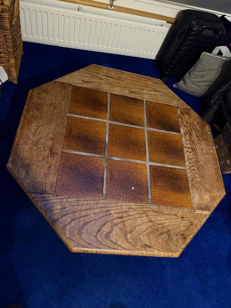Unieke achthoekige salontafel met tegels, Antiek en Kunst, Antiek | Meubels | Tafels, Ophalen