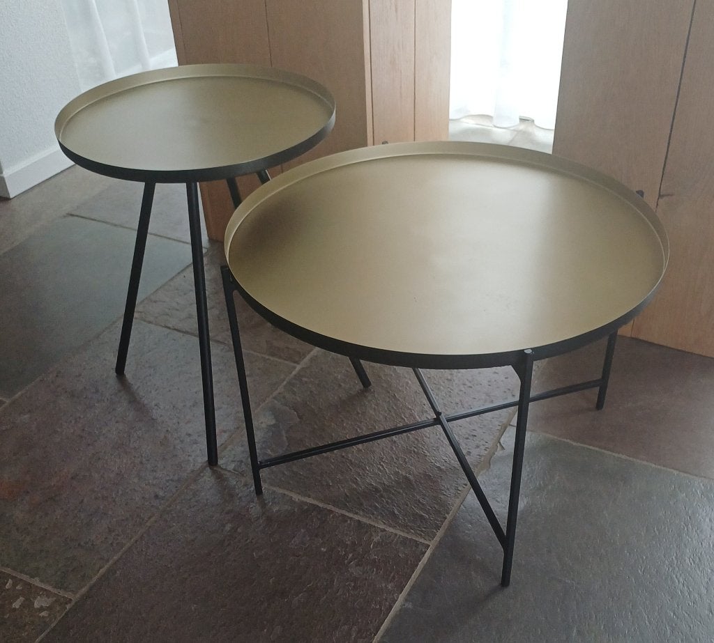 salontafelset zwart/goud, Ophalen, Rond, Metaal, 50 tot 100 cm