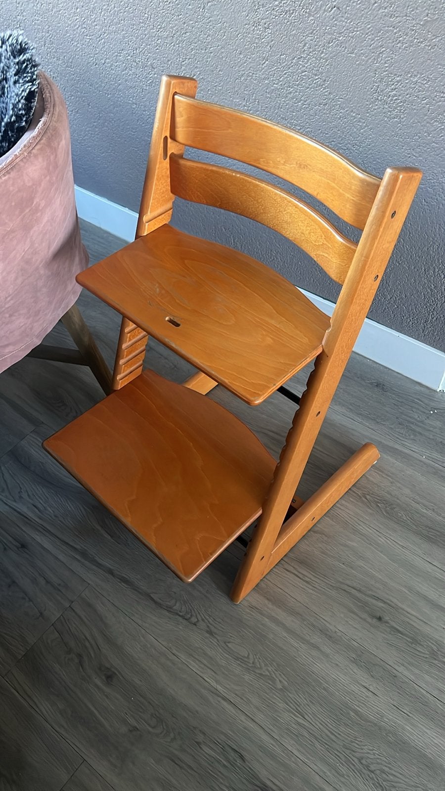 Houten meegroeistoel (Stokke tripptrap), Ophalen, Gebruikt, Meegroeistoel, Aanschuifbaar