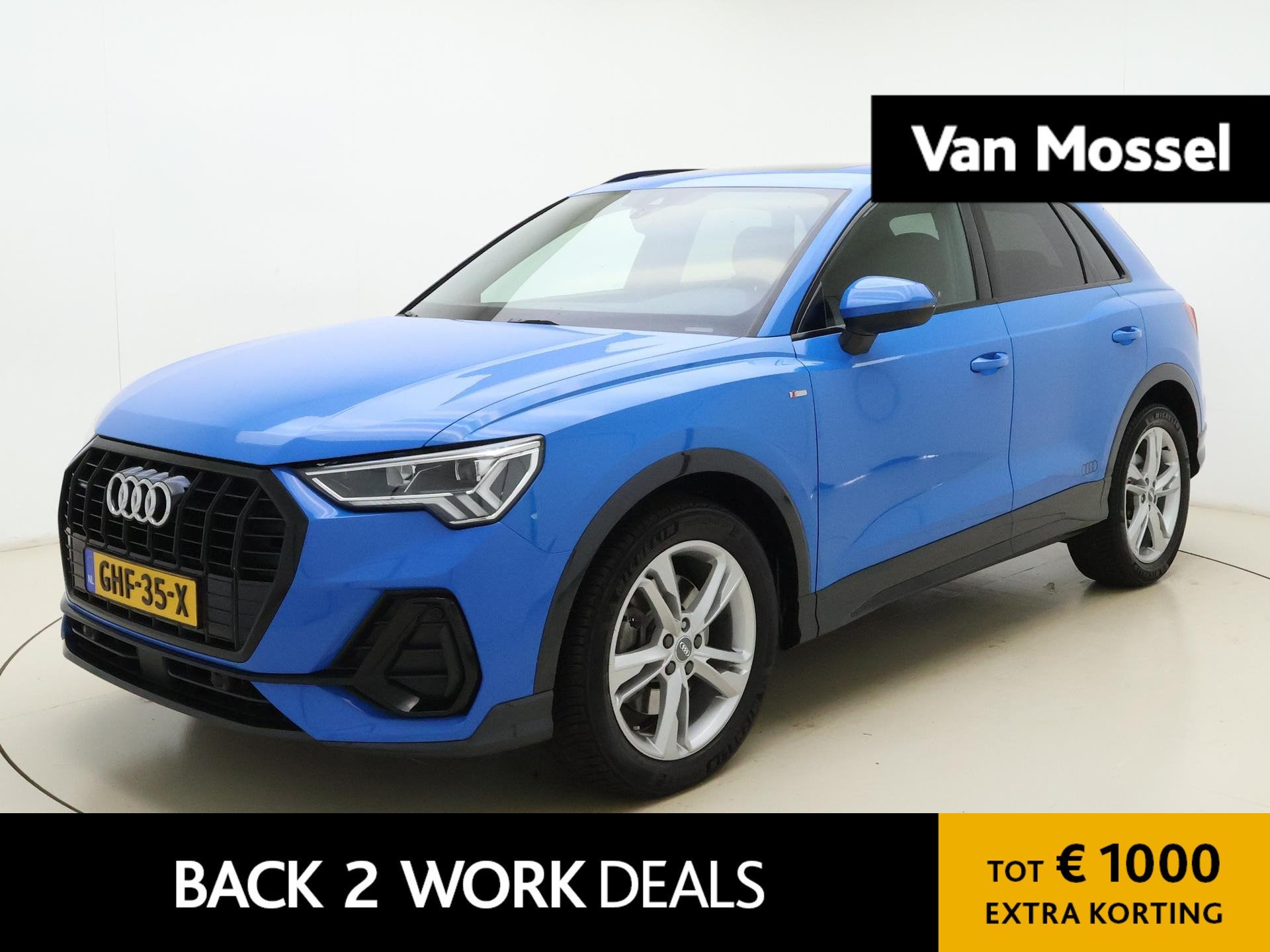 Audi Q3 40 TFSI quattro S Line edition one | 190PK | Schuif/, Auto's, Automaat, 12 maanden, Gebruikt, Blauw