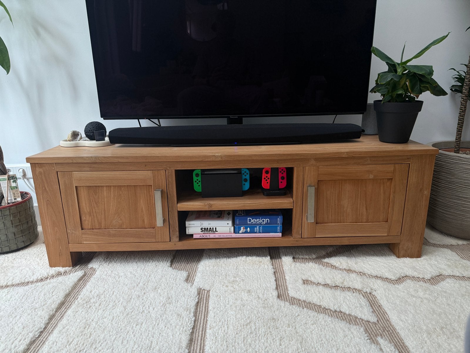 Teak TV kast, Huis en Inrichting, Kasten | Televisiemeubels, Ophalen, 150 tot 200 cm, Teakhout, Zo goed als nieuw