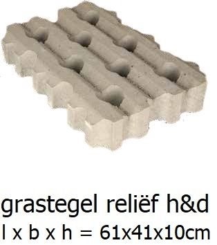 Grastegel 41x61x10cm  beton reliëf van boven,rondom hol en, Waalbandijk 155     6651 KD  Druten, Verzenden, Excluton BV, Overige typen