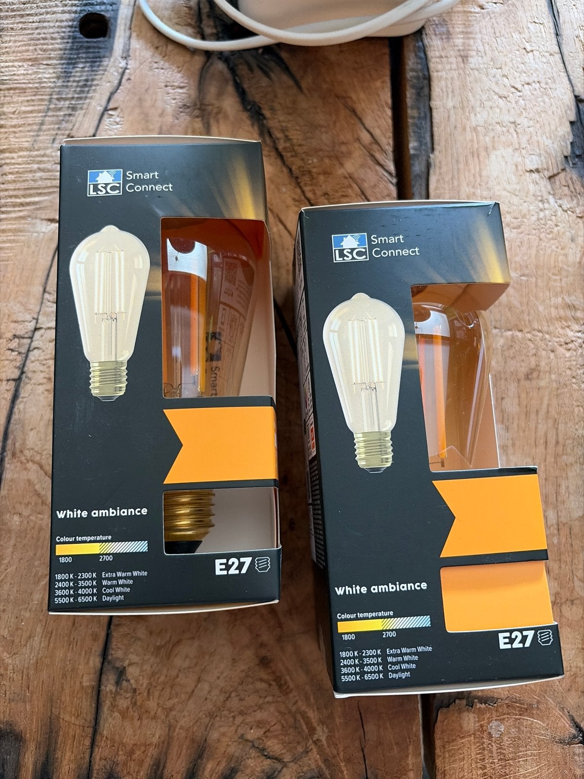 LSC Smart Connect LED lampen E27 (2 stuks) - Smart Filament, Huis en Inrichting, Lampen | Losse lampen, Nieuw, Smart lamp, 60 watt of meer