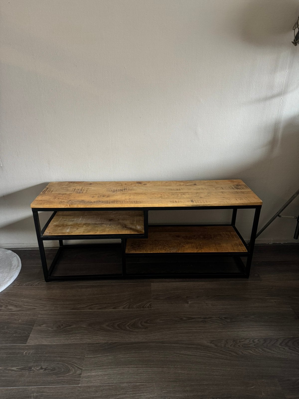 Mangohouten TV-meubel / kast / industrieel, Huis en Inrichting, Ophalen, Zo goed als nieuw, 25 tot 50 cm, Rechthoekig