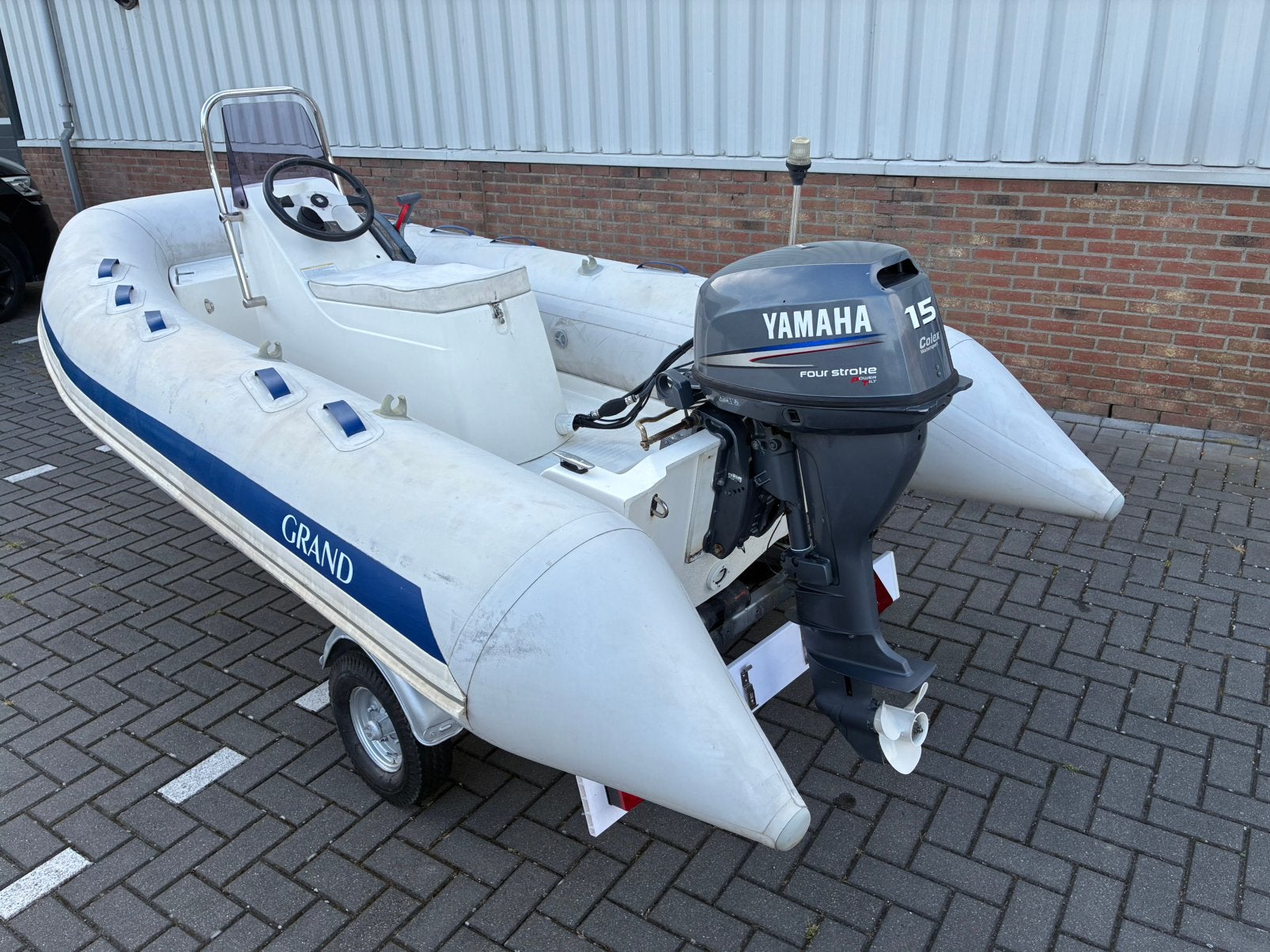 Grand s370 Rib, trailer, yamaha 15 pk met trim. Vaarklaar !, Gebruikt, Grand, 15 pk, Peddels