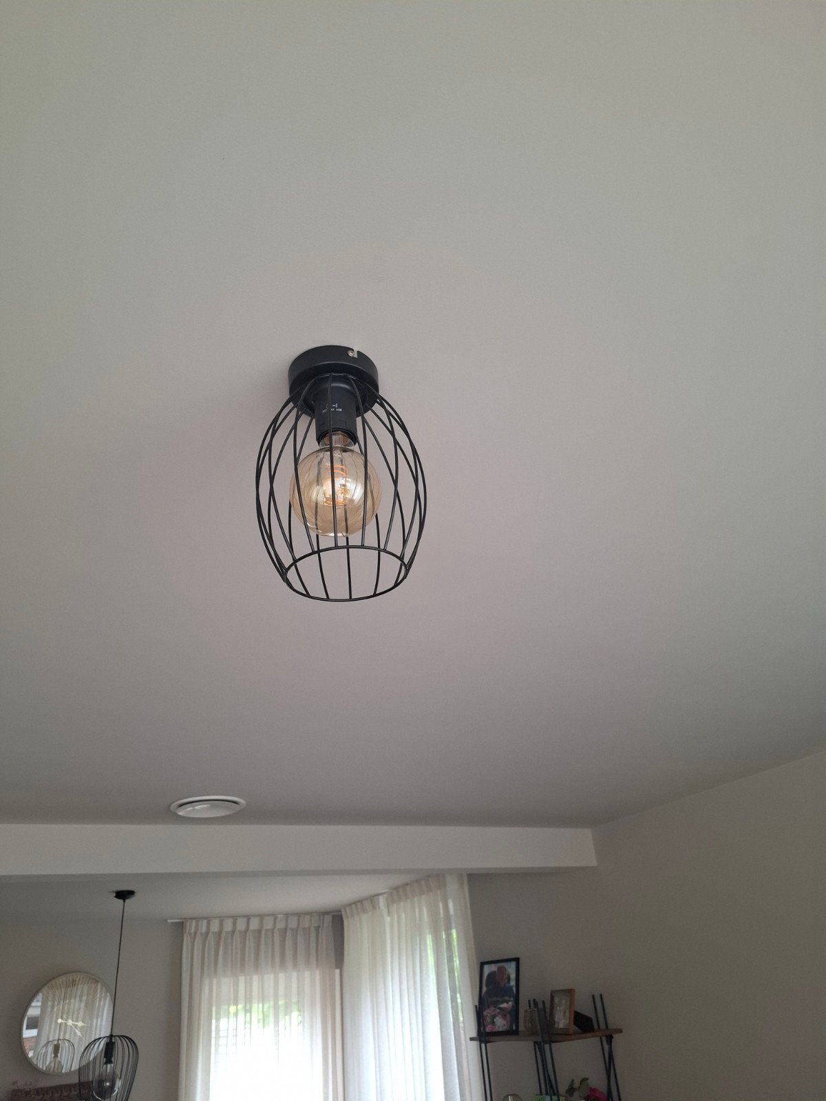 Zwarte industriële plafondlamp, Huis en Inrichting, Ophalen, Gebruikt, Inclusief lichtbron, Zwart