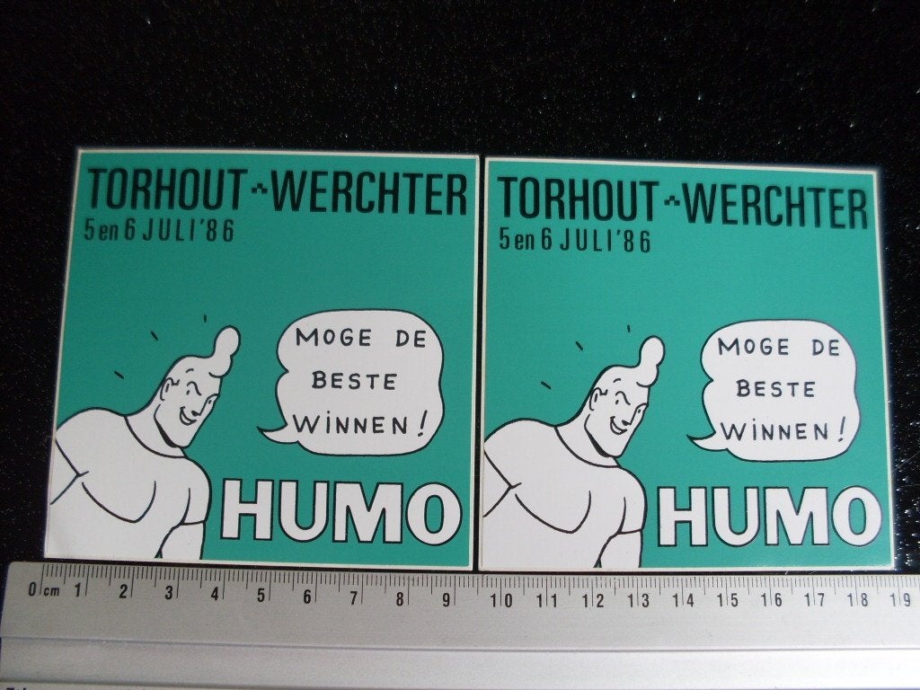 2x sticker torhout werchter 1986 HUMO moge de beste winnen, Verzenden, Zo goed als nieuw, Bedrijf of Vereniging
