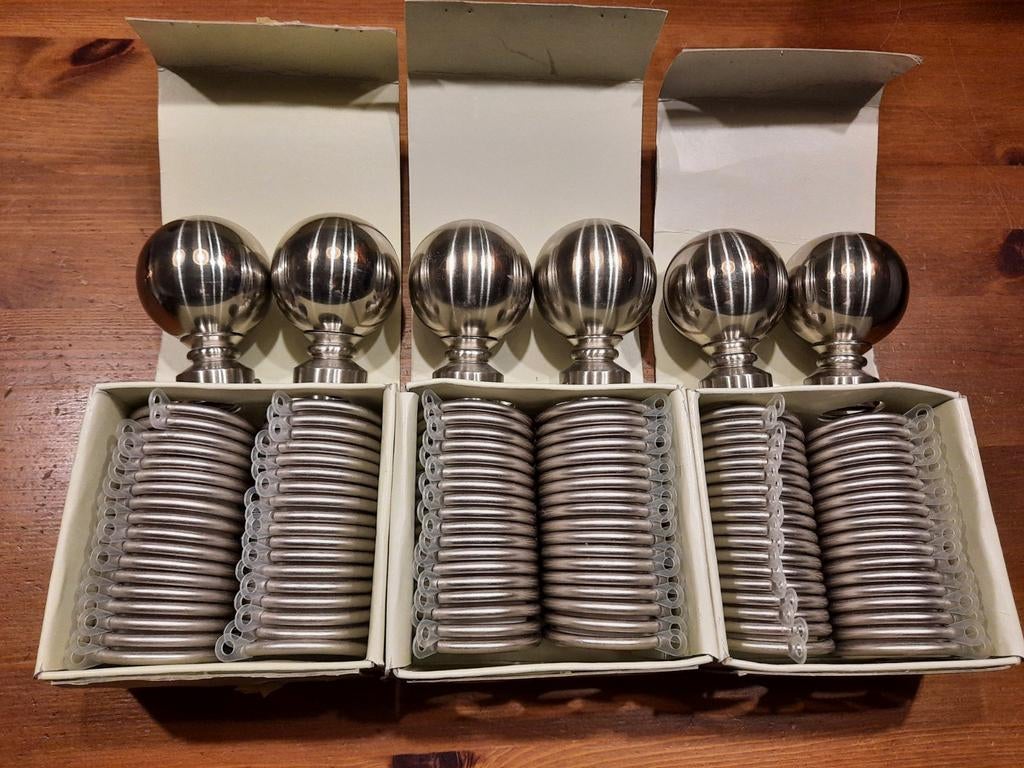 Gordijnringen en knoppen voor roede 28mm (3 sets), Ophalen of Verzenden, Nieuw
