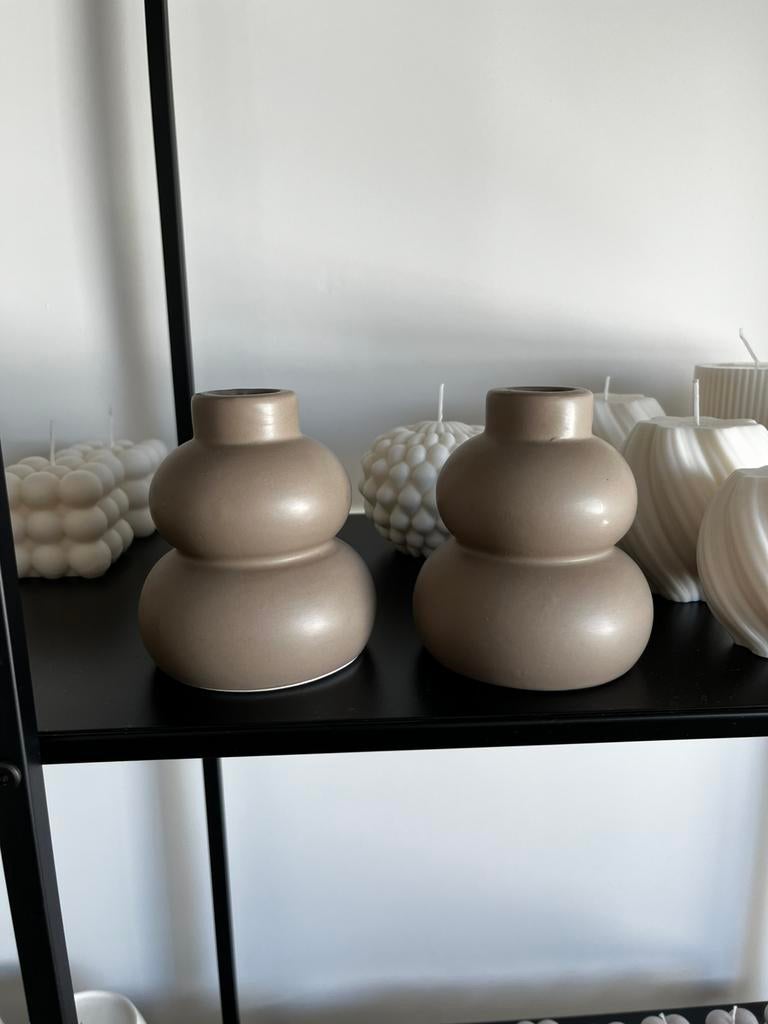Kandelaars - taupe, Ophalen of Verzenden, Zo goed als nieuw, Overige kleuren