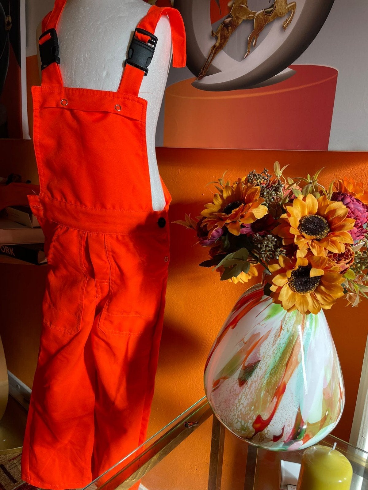 Oranje werkbroek met bretels - 6/7 jaar, Ophalen of Verzenden, Jongetje of Meisje