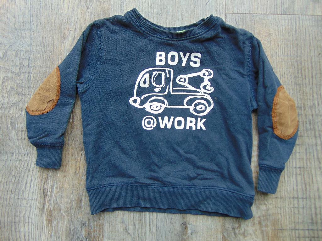 Baby Blue sweater trui donker blauw maat 86 truitje auto, Truitje of Vestje, Baby Blue, Ophalen of Verzenden, Zo goed als nieuw