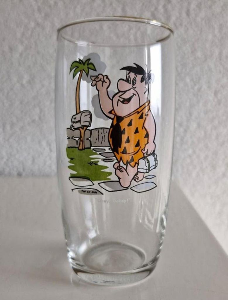 Glas The Flinstones ( Fred ), Ophalen of Verzenden, Zo goed als nieuw, Frisdrankglas