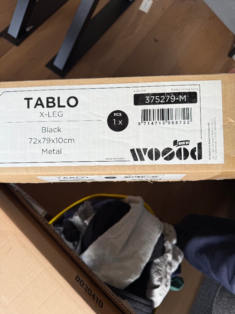 X-tafelpoten WOOOD, Ophalen, Tafelpoot, 50 tot 100 cm, Vierkant