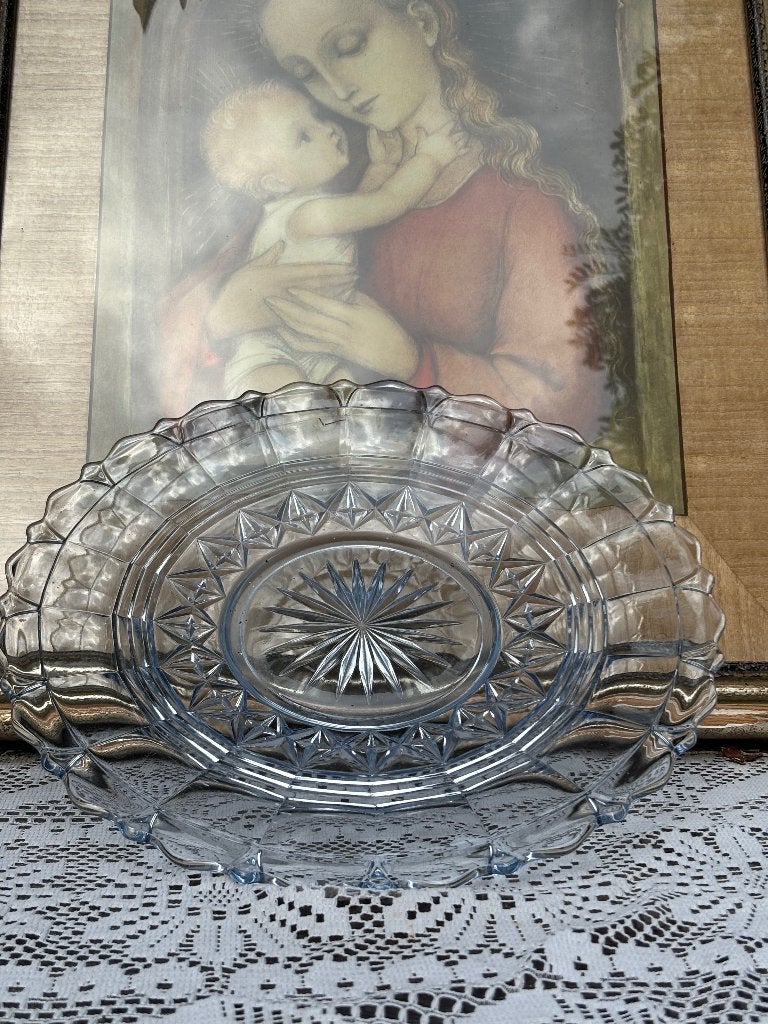 Vintage kristal glazen schaal bord ster design, Ophalen of Verzenden
