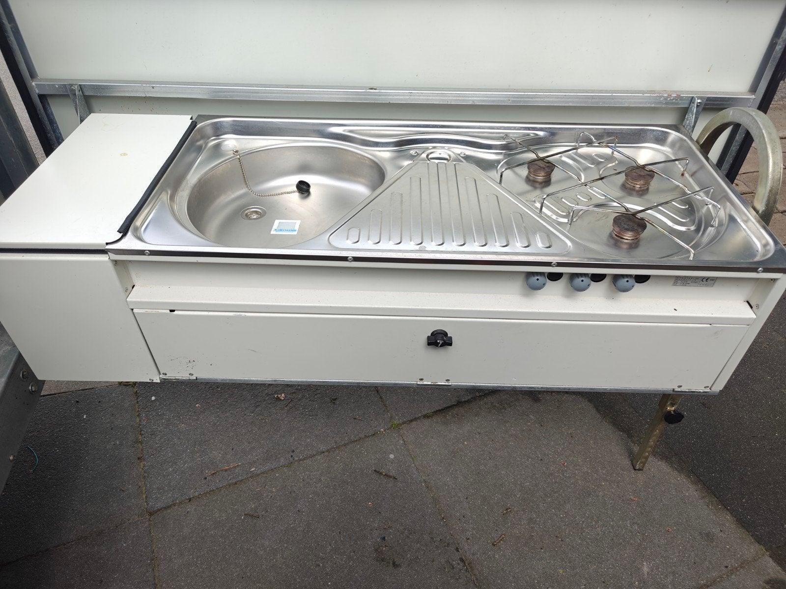 Campingkeuken met koelkast, spoelbak en gasfornuis, Caravans en Kamperen, Kampeeraccessoires, Ophalen of Verzenden, Gebruikt