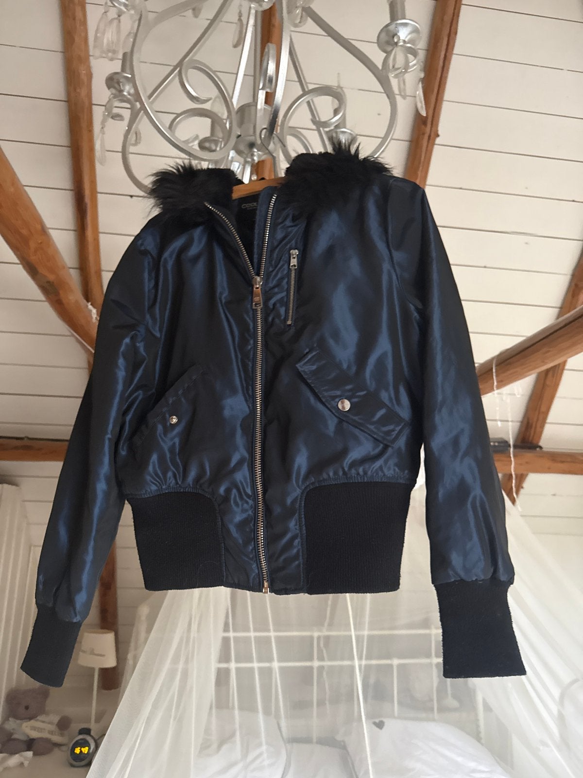 💙Coolcat bomberjack met bontkraag - Maat M, Ophalen of Verzenden, Zo goed als nieuw, Maat 38/40 (M), Blauw
