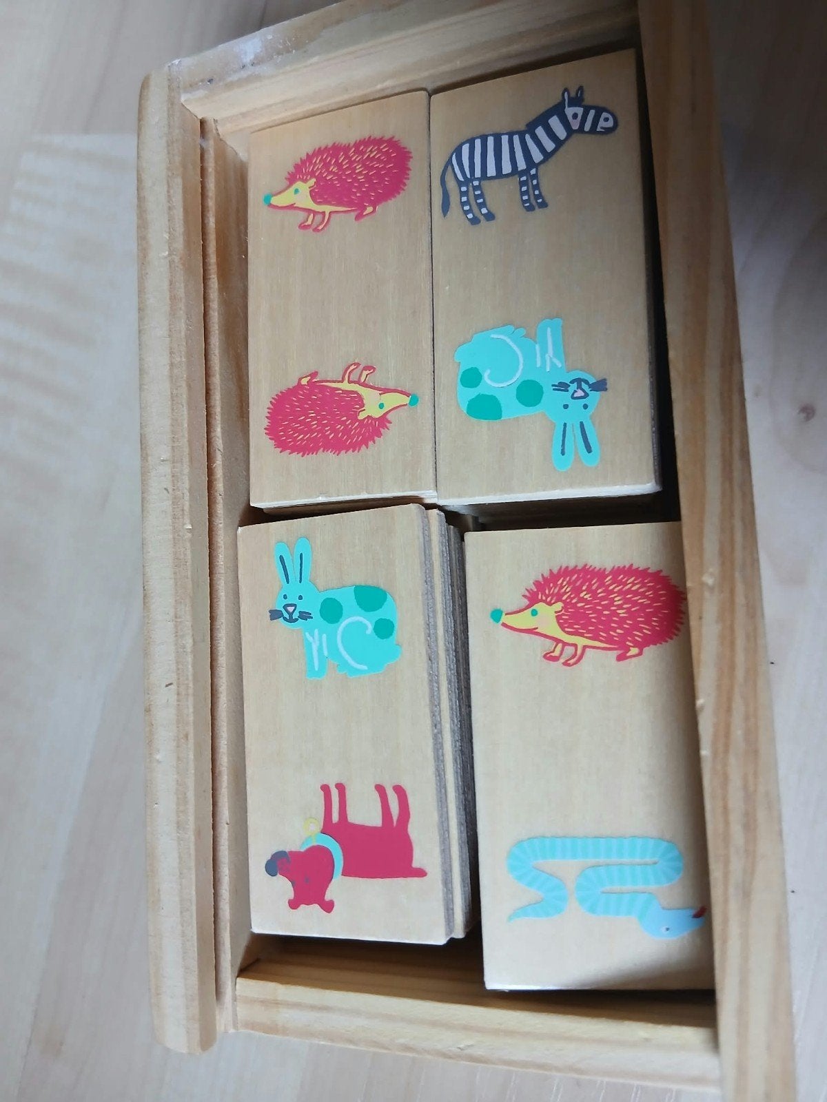 Houten Dieren Domino Spel voor Kinderen, Ophalen of Verzenden, Gebruikt, Puzzelen
