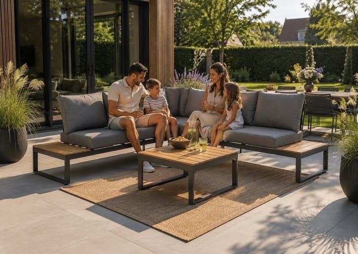Nieuwe Loungeset Hoekbank met Loungetafel, Tuin en Terras, Tuinsets en Loungesets, Ophalen, 5 zitplaatsen, Loungeset, Bank