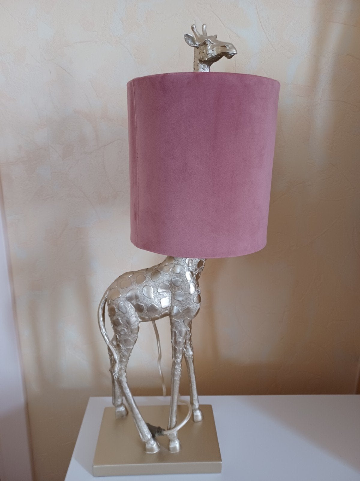 Giraf + roze lampekap, H68xL28xB20., Ophalen, Zo goed als nieuw, Stof, Minder dan 50 cm