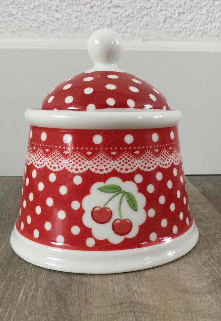 Pot  rood met witte stippen 11cm, Ophalen of Verzenden, Zo goed als nieuw, Overige typen