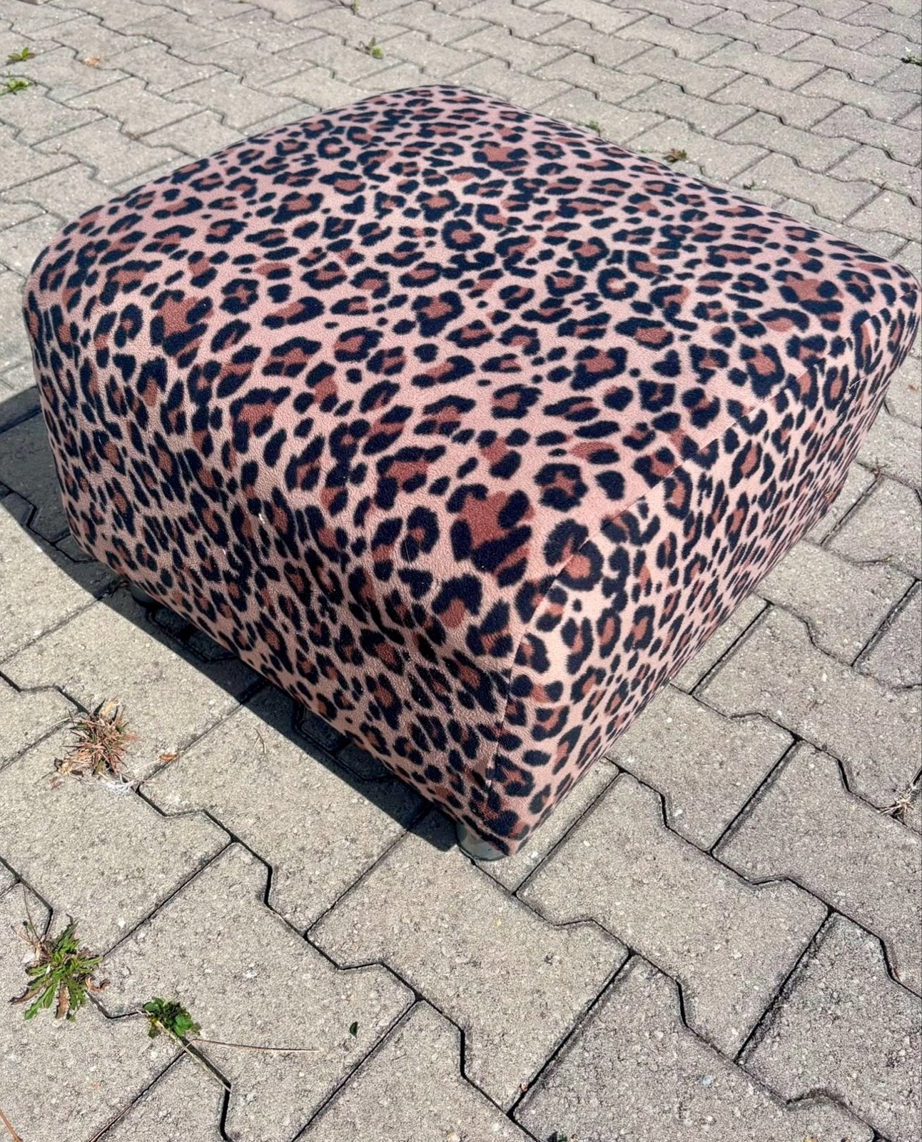 Tijgerprint Hocker - 34x54 cm - Almelo zgan, Huis en Inrichting, Ophalen, Vierkant, Zo goed als nieuw, Stof