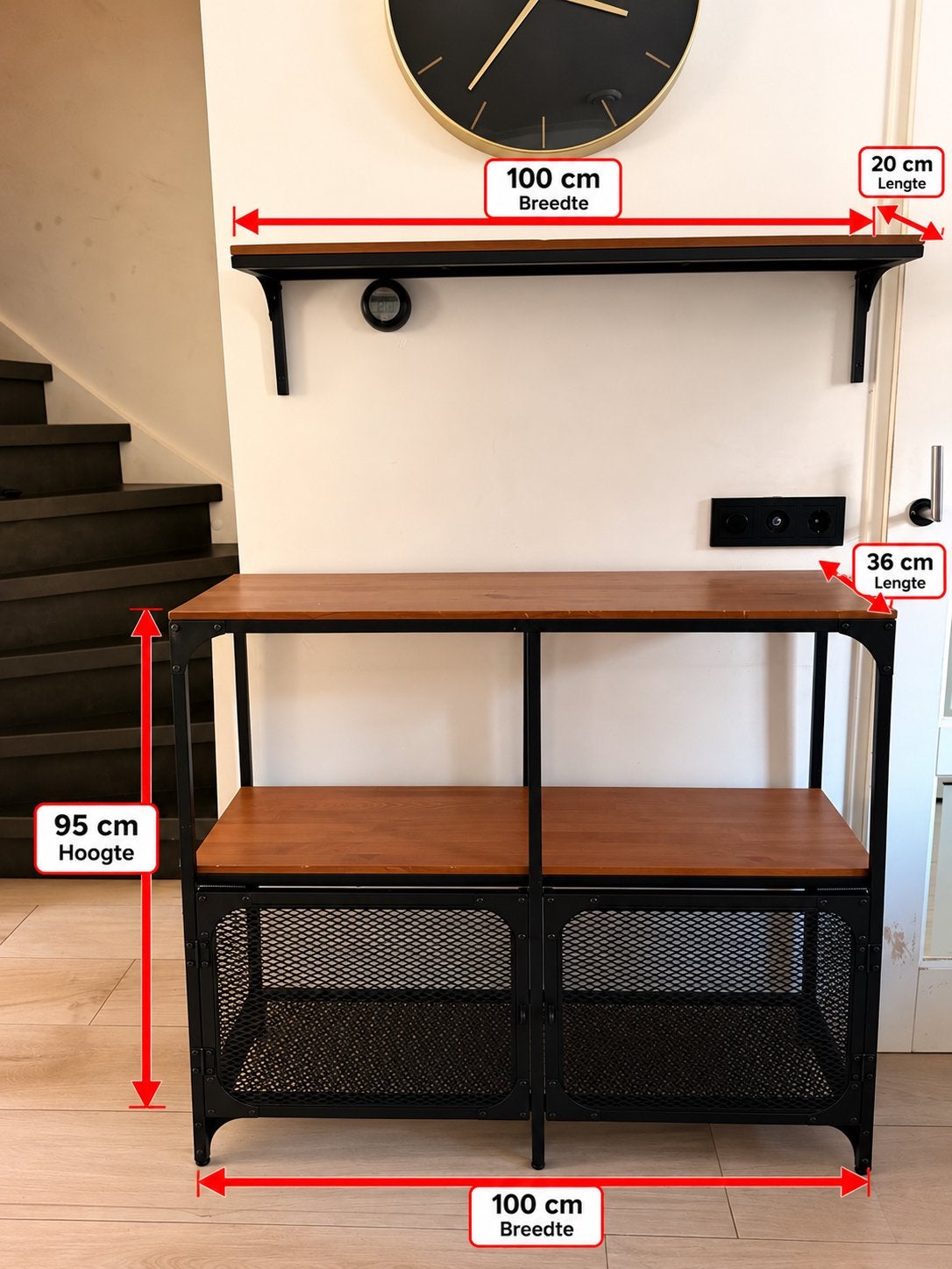 Fjällbo stellingkast met wandplank - industrieel design, Ophalen of Verzenden, Gebruikt