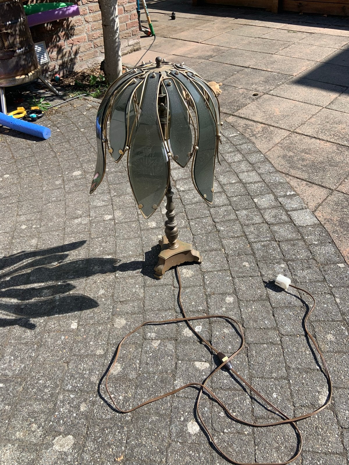 Art Deco Tafellamp - Brons & Glas - 2 E27 Fittingen, Ophalen