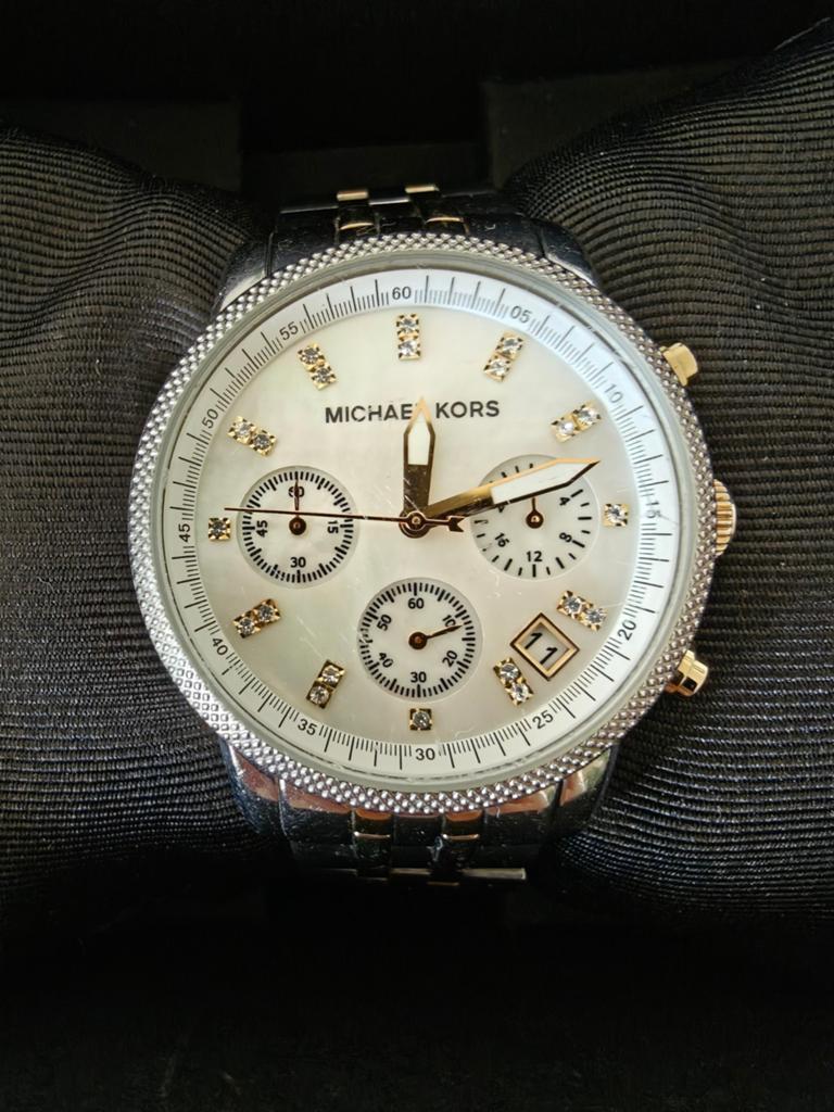 Michael Kors MK-5057 dameshorloge, Sieraden, Tassen en Uiterlijk, Horloges | Dames, Gebruikt, Polshorloge, Overige merken, Staal