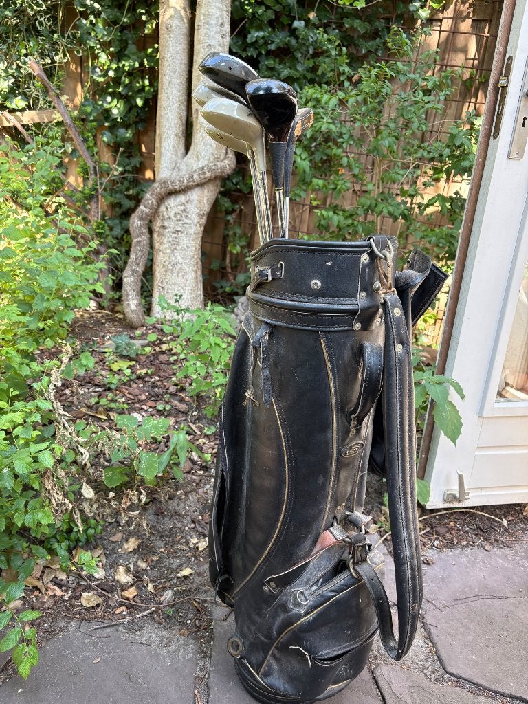 Vintage golftas en set clubs ping, Ben sayer & palm, Ophalen of Verzenden, Gebruikt, Set, Ping