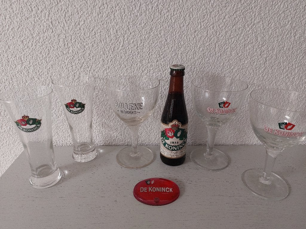 De Koninck bierglazen (0.25l) en flesje, Ophalen of Verzenden, Zo goed als nieuw, Glas of Glazen, De Koninck