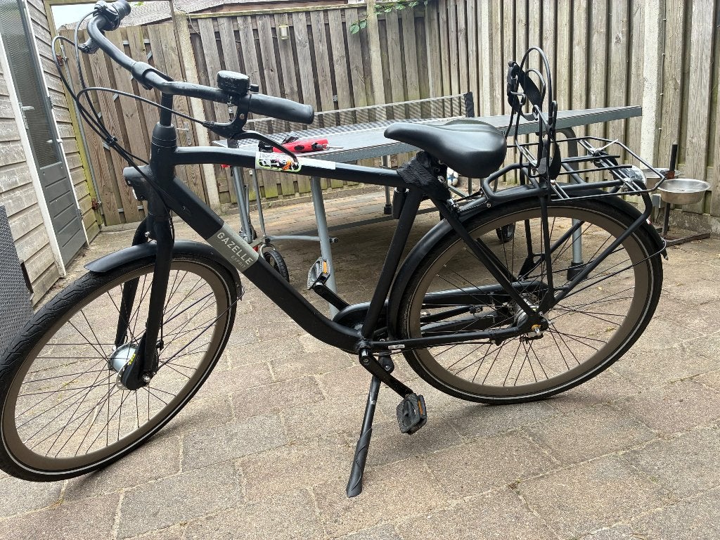Gazelle Esprit jongens/heren fiets matzwart met Steco Monkey, Fietsen en Brommers, Fietsen | Heren | Herenfietsen, Ophalen, Gebruikt
