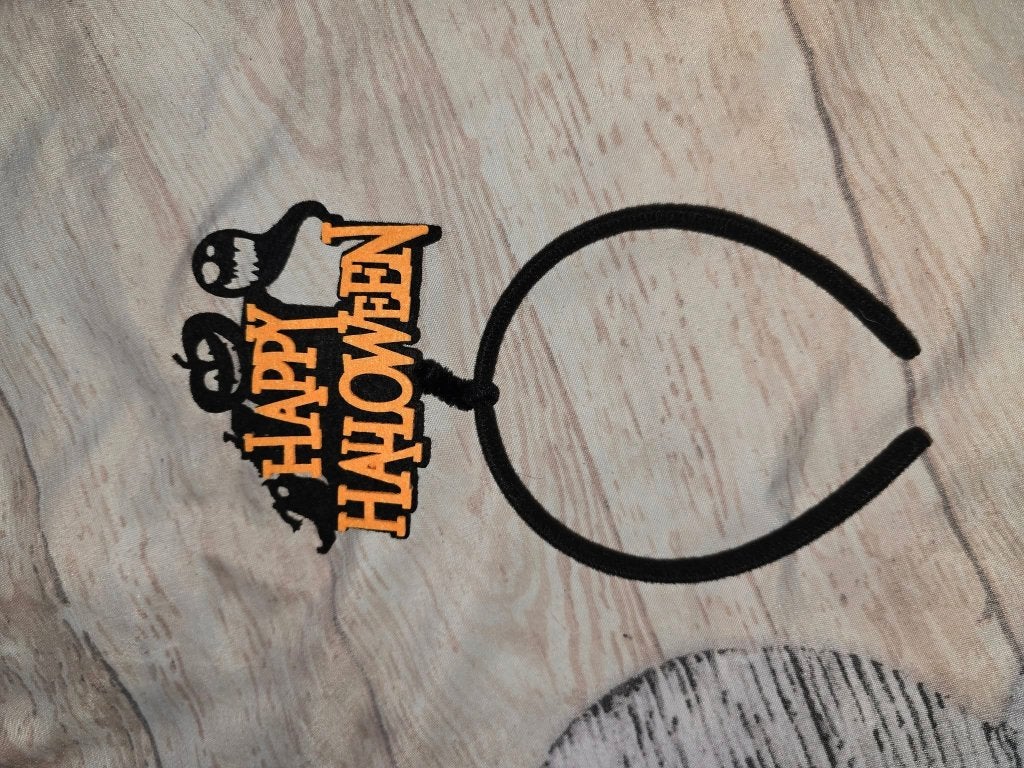 Halloween Haarband met 'Happy Halloween' decoratie, Ophalen of Verzenden, Zo goed als nieuw, Haarspeld