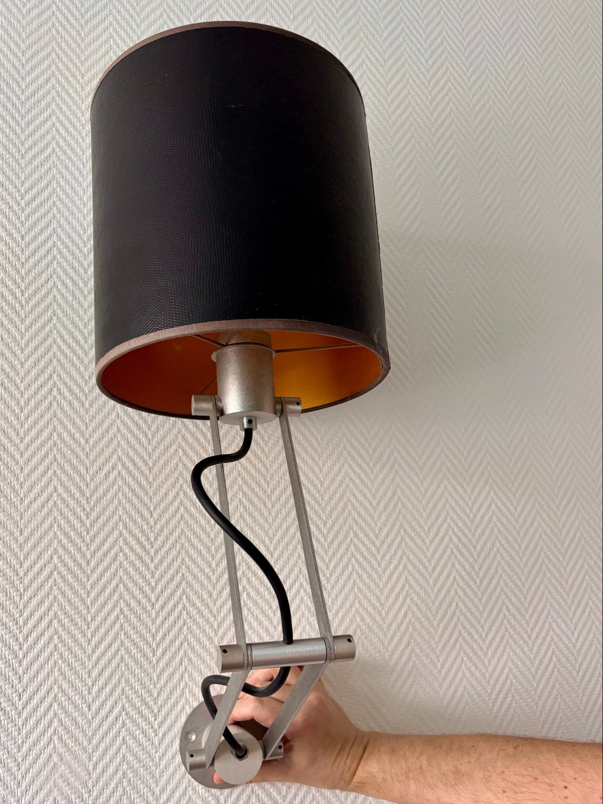 2x Design wandlamp, verstelbaar - 2 voor 35 euro, Ophalen, Zwart, E27 (groot), Zo goed als nieuw