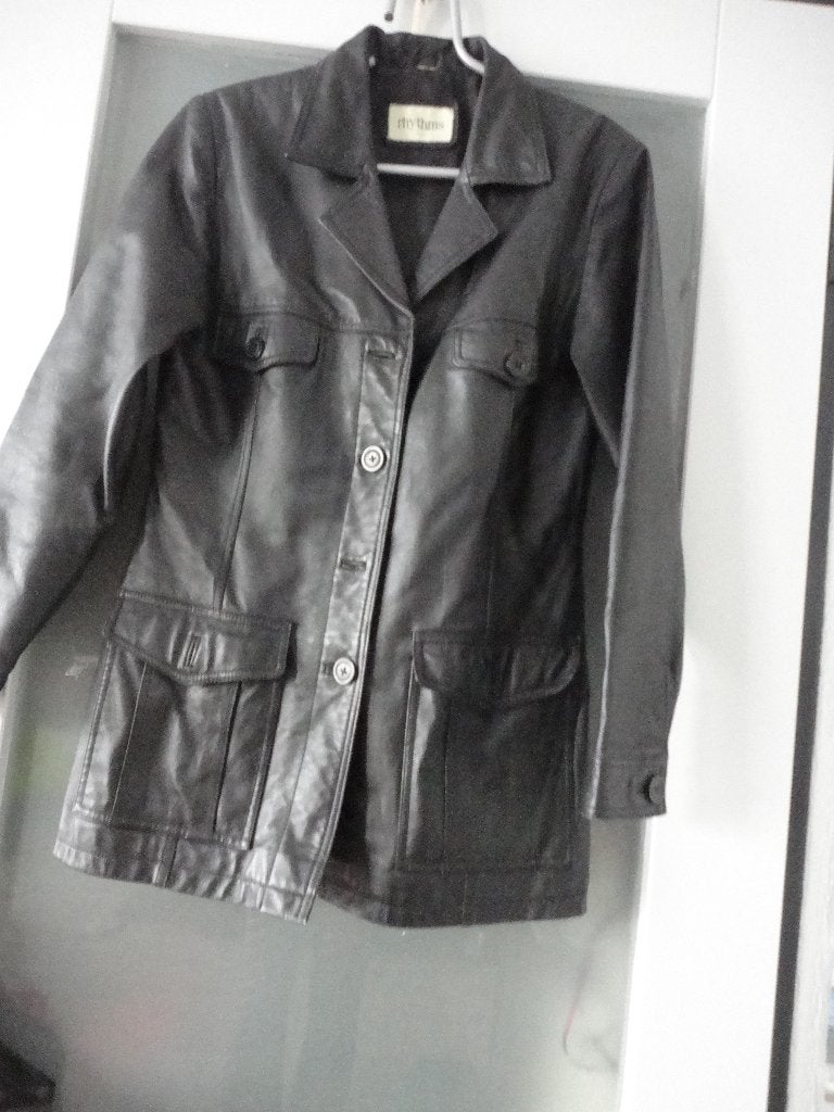 NET ZWART LEER DAMES JASJE /COLBERT MAAT 36/38, Kleding | Dames, Ophalen of Verzenden, Gedragen, Maat 36 (S), Zwart