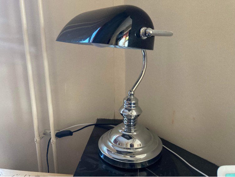 Notarislamp bankierslamp zwart | in zeer nette staat, Huis en Inrichting, Lampen | Tafellampen, Ophalen, Met schakelaar, E27 (groot)