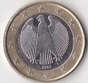 1 euro 2002 Duitsland (F) - vrijwel UNC., Ophalen of Verzenden, Duitsland, 1 euro, Losse munt