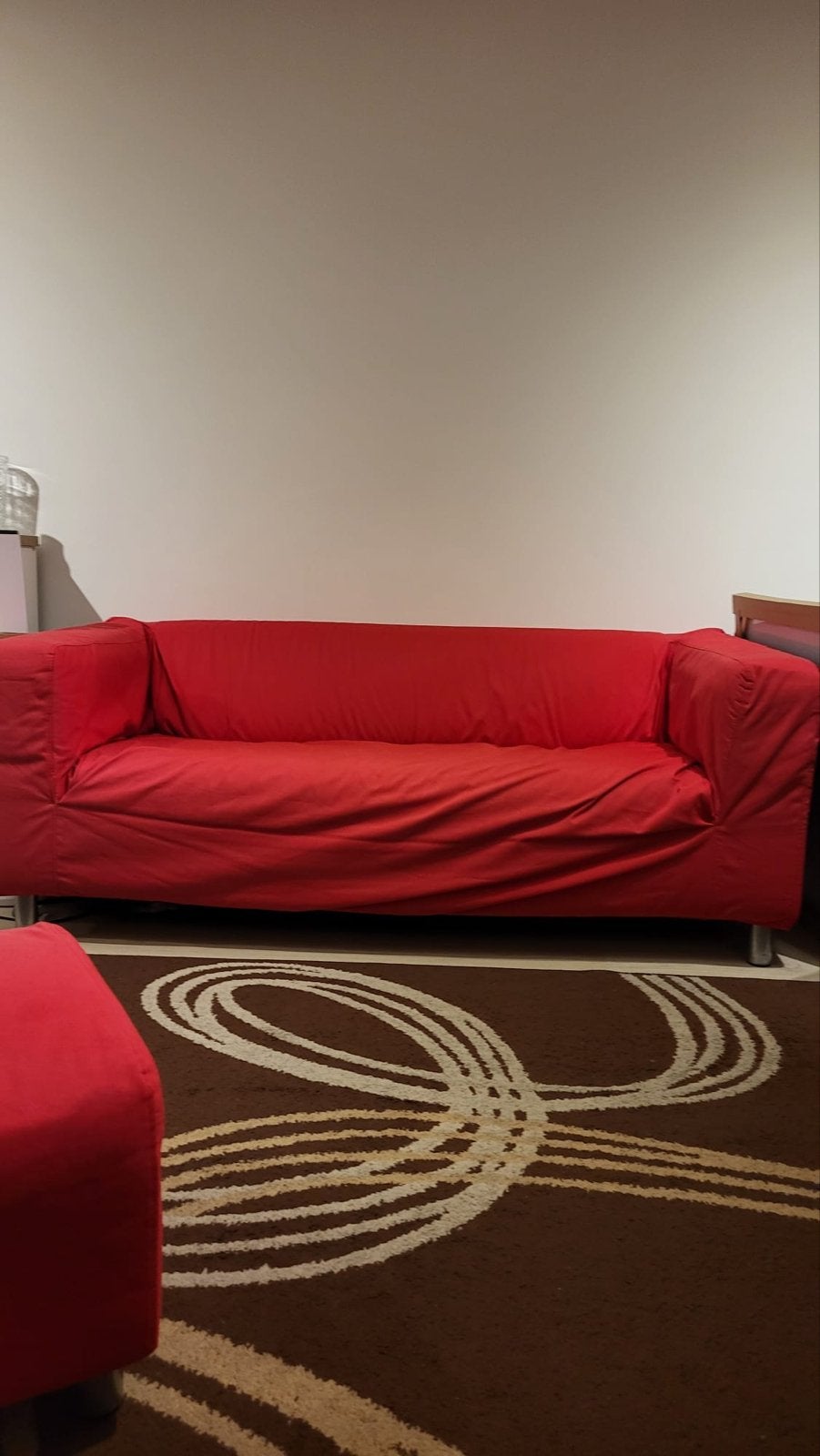 Rode IKEA bank met voetsteun, Ophalen, Gebruikt, 150 tot 200 cm, Tweepersoons