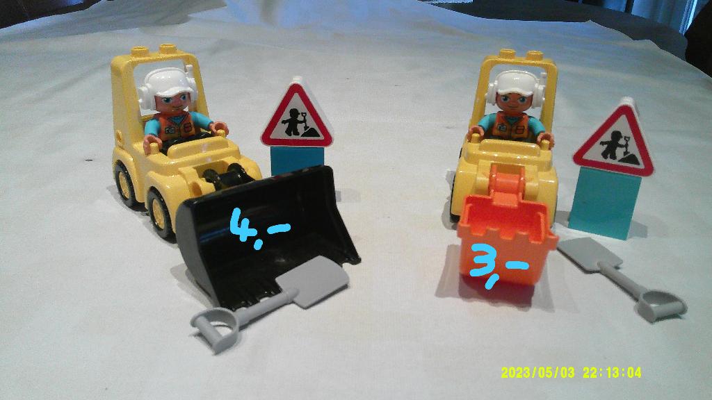 Duplo auto's, bulldozer, onderdelen, bouwplaten,, Ophalen of Verzenden, Zo goed als nieuw, Duplo