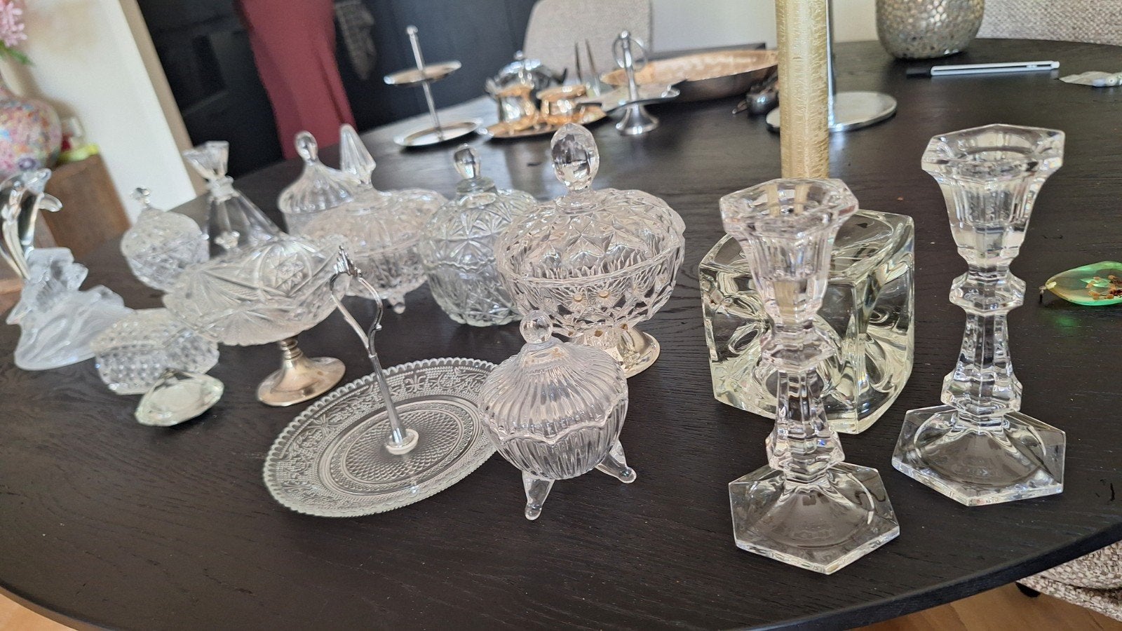 Diverse collectie kristallen en glazen decoratie, Antiek en Kunst, Ophalen