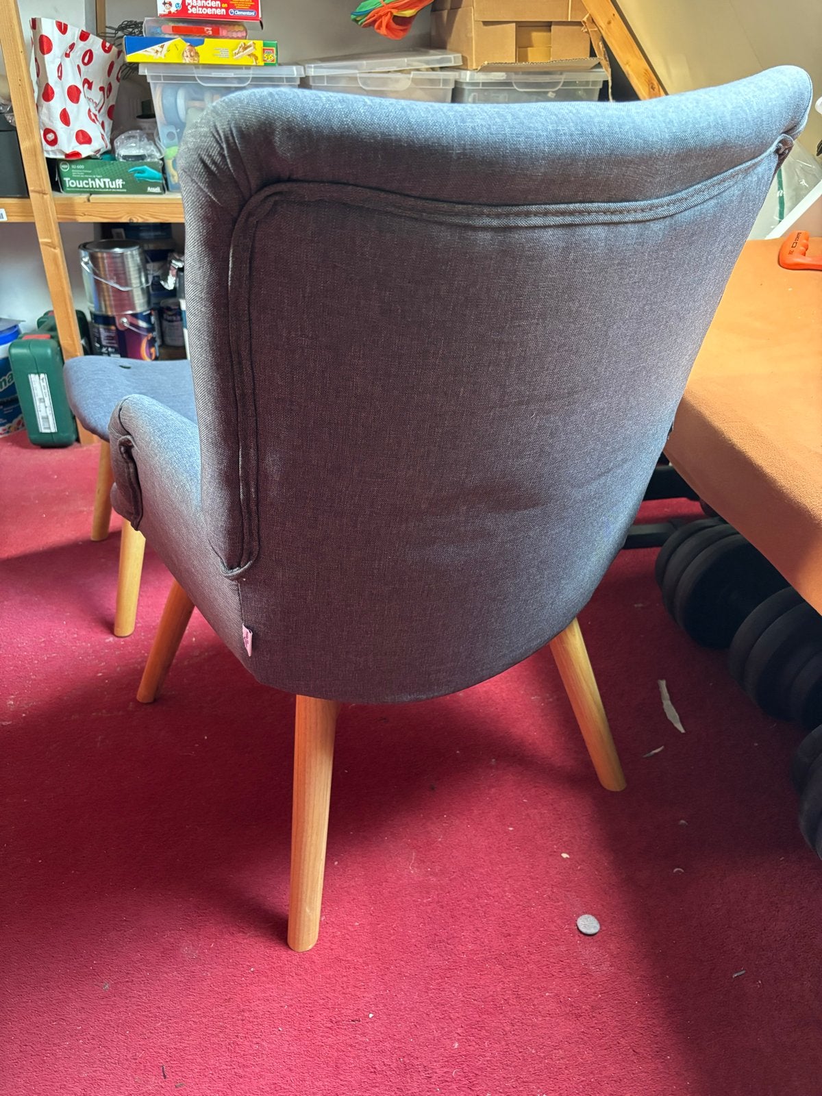 Grijze fauteuil met voetenbank - Zo goed als nieuw, Huis en Inrichting, Fauteuils, Ophalen, 75 tot 100 cm, Zo goed als nieuw, Stof
