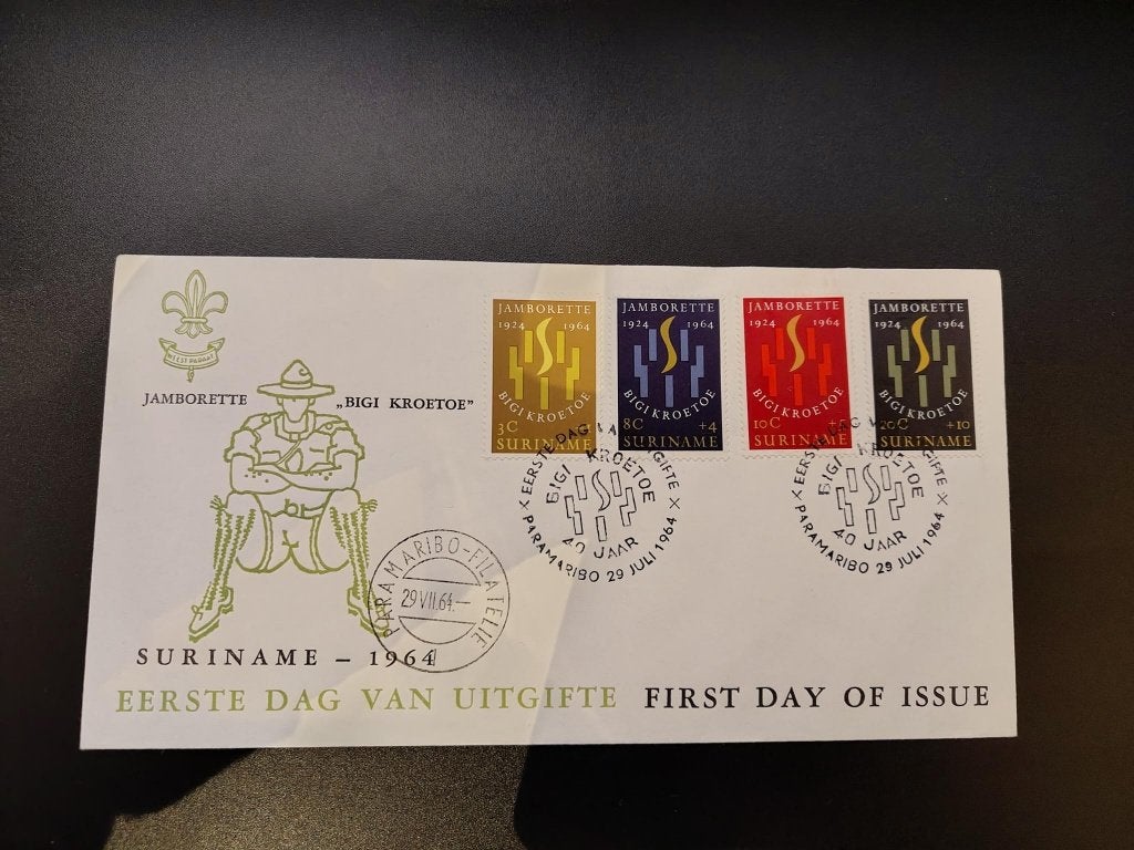 Suriname 1964 FDC scouting padvinderij (postfris), Ophalen of Verzenden, Postfris, Overige thema's