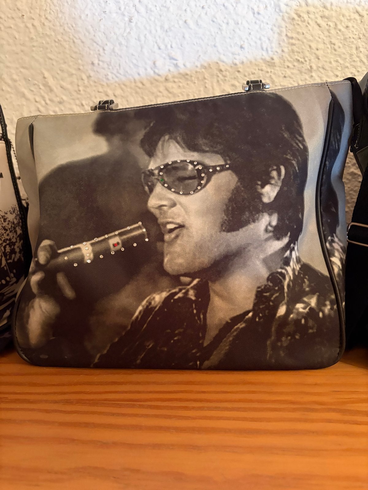 Unieke handtas met Elvis Presley print, Ophalen, Gebruikt, Zwart, Handtas